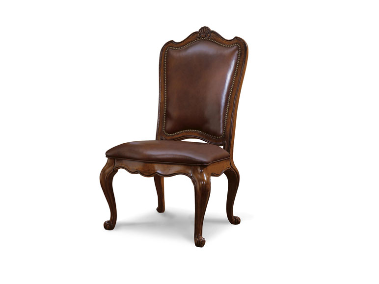 Universal Furniture Villa Cortina Leather Upholstered Back Side Leather Upholstered Back Side Chair