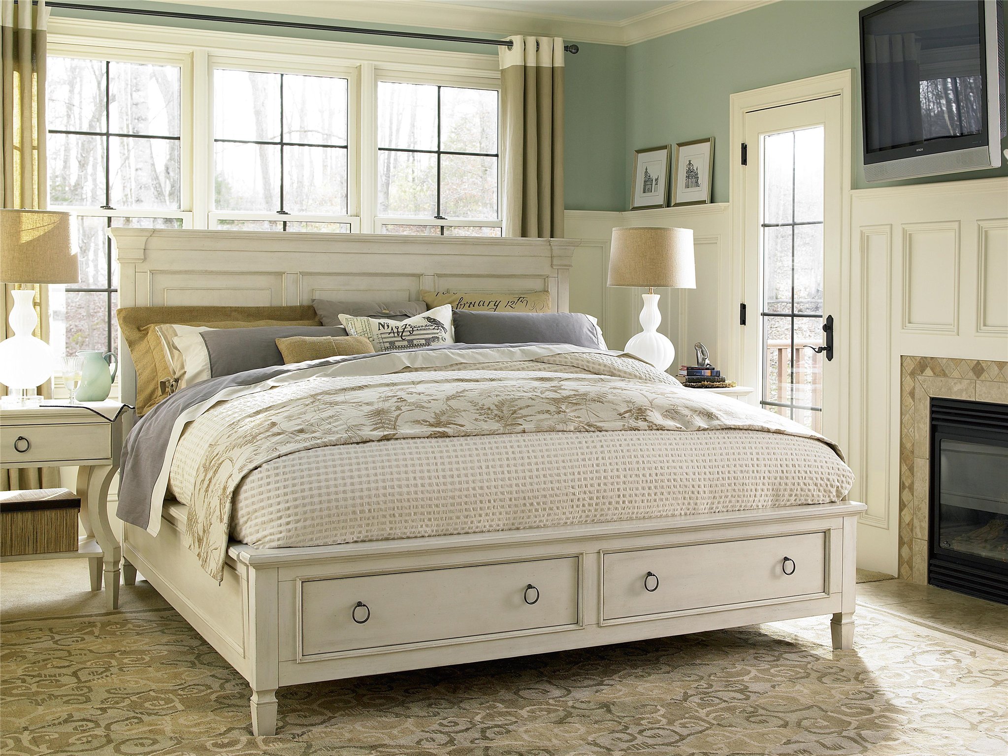 White bed with storage queen sale